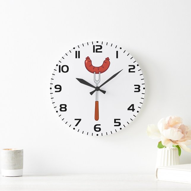 Grande Horloge Ronde Grilled Sausage on BBQ Fork (Créateur téléchargé)