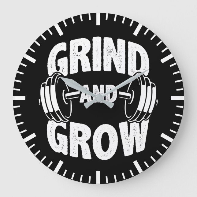 Grande Horloge Ronde Grind and Grow - Gym Workout Motivation (Recto)