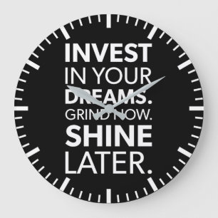 Grande Horloge Ronde Grind Now, Shater Ultérieurement - Succès Motivati