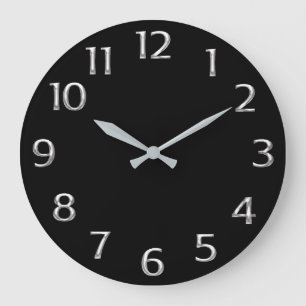 Grande Horloge Ronde Gris argenté Numers arabe gris en métal minimal