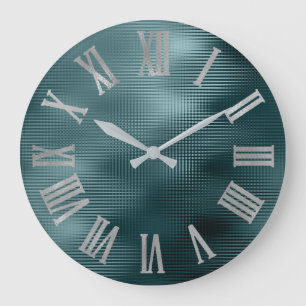 Grande Horloge Ronde Gris argenté Numers romain métallique minimal de