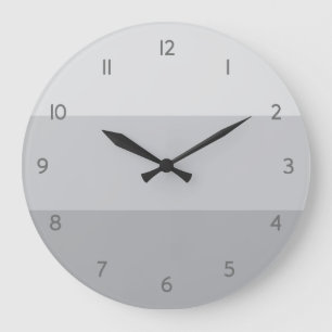 Grande Horloge Ronde Gris argenté rayé