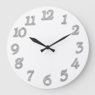 Grande Horloge Ronde Gris gris gris blanc minimal de chiffres arabes