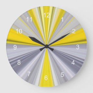 Grande Horloge Ronde Gris Jaune Gris Conique Déclinant