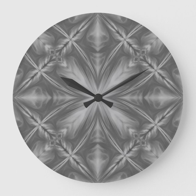 Grande Horloge Ronde Gris Monochrome gris nuageux Motif Abstrait (Recto)