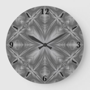 Grande Horloge Ronde Gris Monochrome gris nuageux Motif Abstrait