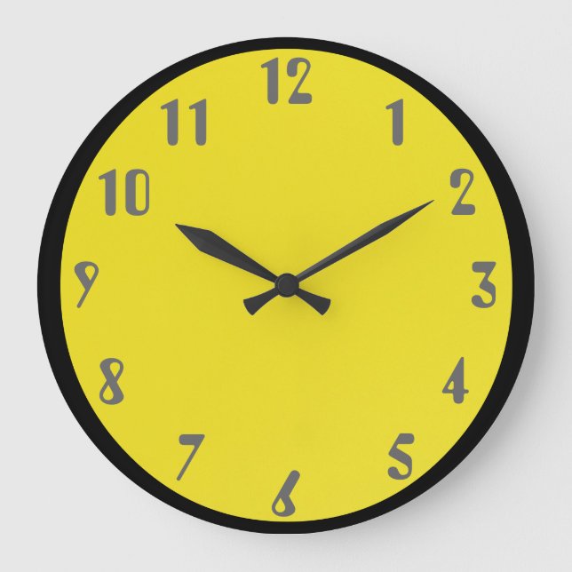 Grande Horloge Ronde Gris sur Jaune (Recto)