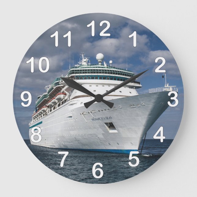 Grande Horloge Ronde Gros bateau de croisière blanc (Recto)