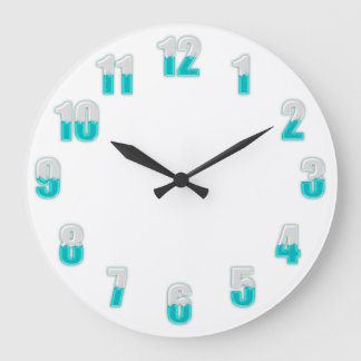 Grande Horloge Ronde Gros cool à mi-fourré chiffres turquoises