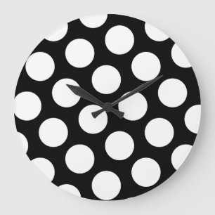 Grande Horloge Ronde Gros Pois noirs et blancs