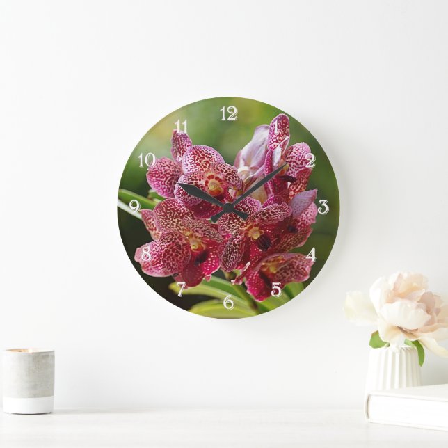 Grande Horloge Ronde Groupe Tropical Vanda Orchid (Maison)