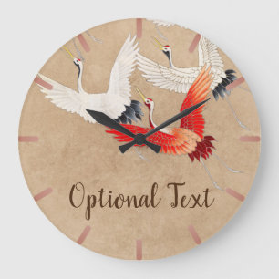 Grande Horloge Ronde Grues volantes japonaises