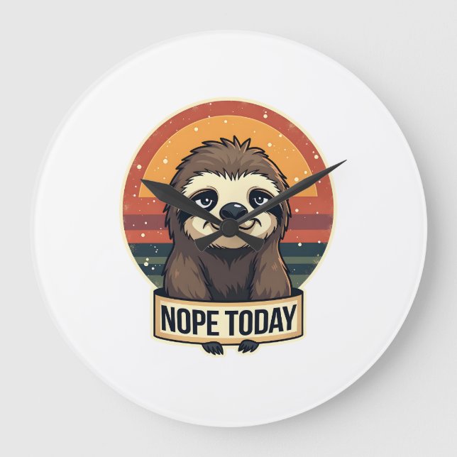 Grande Horloge Ronde Grumpy Sloth Vintage Funny Retro Shirt Design (Recto)
