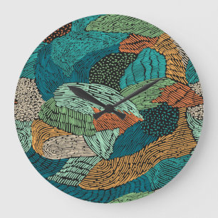 Grande Horloge Ronde Grunge Abstrait : Conception Motif transparente.