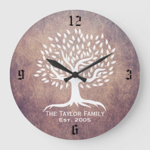 Grande Horloge Ronde Grunge de nom de famille établie par famille