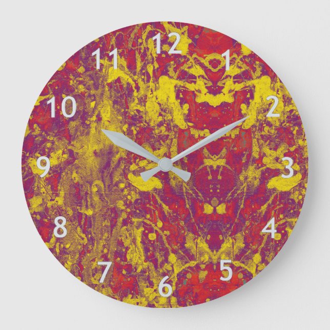 Grande Horloge Ronde Grunge rouge et or (Recto)