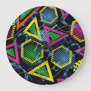 Grande Horloge Ronde Grunge sport motif, design pour enfants.