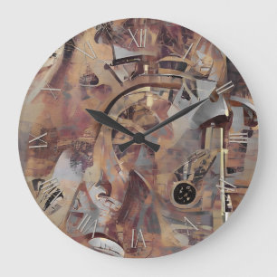 Grande Horloge Ronde Grunge Stroke Contemporain