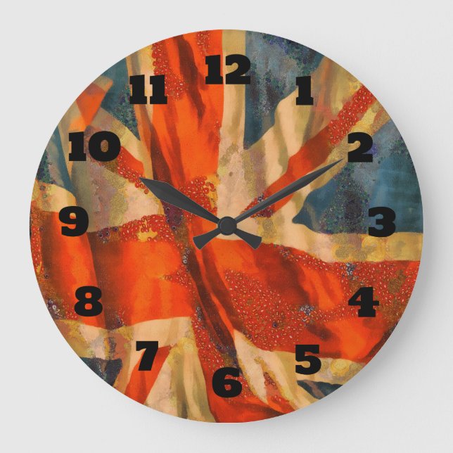 Grande Horloge Ronde Grunge Style Union Jack British Drapeau Illustrati (Recto)