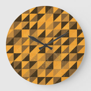 Grande Horloge Ronde Grunge Triangle : Conception Motif Abstraite