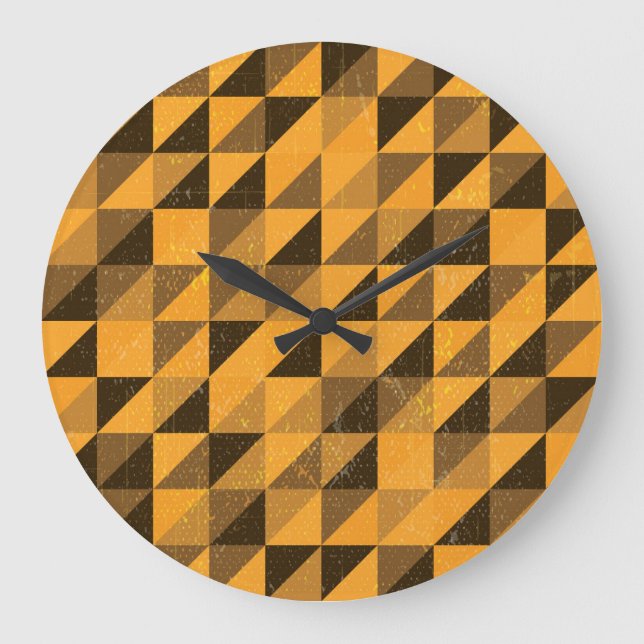 Grande Horloge Ronde Grunge Triangle : Conception Motif Abstraite (Recto)