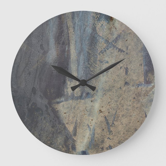 Grande Horloge Ronde Grungy Conception d'ardoise Abstraite (Recto)