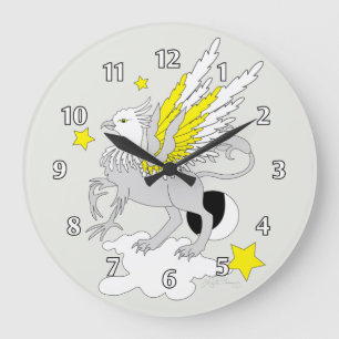 Grande Horloge Ronde Gryphe ou Griffon Jaune