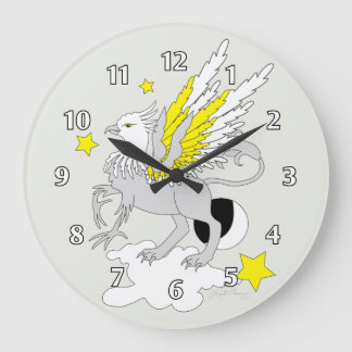 Grande Horloge Ronde Gryphe ou Griffon Jaune