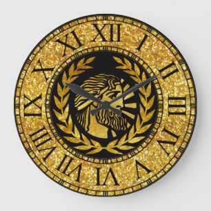 Grande Horloge Ronde Guerrier grec en or