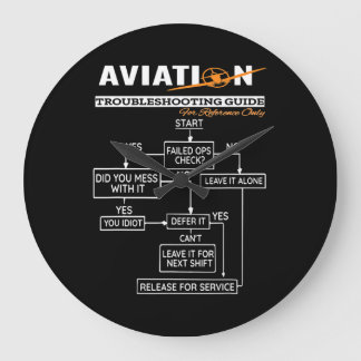 Grande Horloge Ronde Guide de dépannage du pilote d'avion Funny Pilot