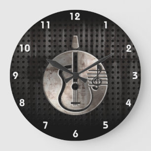 Grande Horloge Ronde Guitare acoustique rocailleuse
