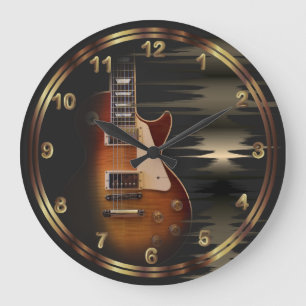 Grande Horloge Ronde Guitare de musique électronique défraîchie -