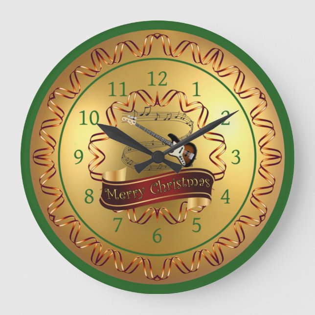 Grande Horloge Ronde Guitare électrique 01-Défilement musical-Joyeux No (Recto)