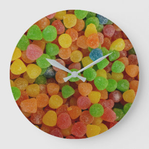 Grande Horloge Ronde Gumdrops Colorés Candy Quirky