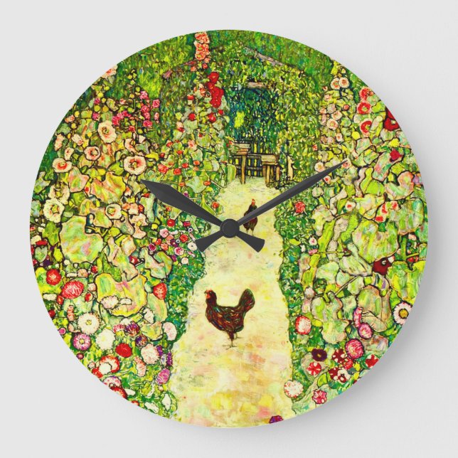 Grande Horloge Ronde Gustav Klimt Garden with Chickens (Recto)