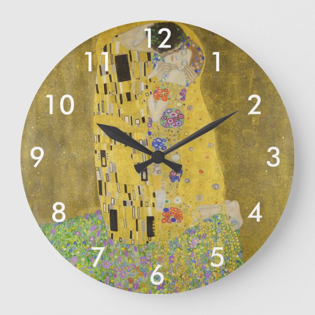 Grande Horloge Ronde Gustav Klimt - Le baiser (Recto)