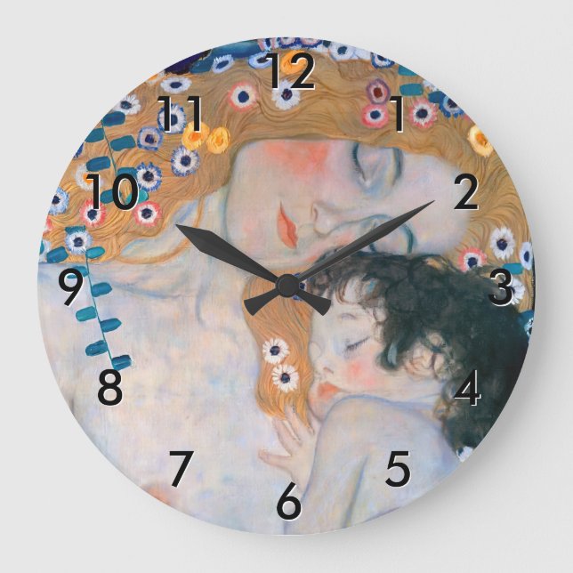 Grande Horloge Ronde Gustav Klimt - Mère et Enfant (Recto)
