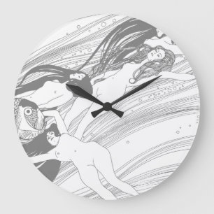 Grande Horloge Ronde Gustav Klimt - Sang de poisson Art surréaliste jap