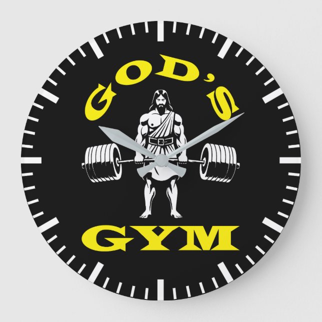 Grande Horloge Ronde Gymnase de Dieu, Drôle Jésus Entraînement Bodybuil (Recto)