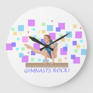 Grande Horloge Ronde Gymnaste Rock !  Bouton Solde