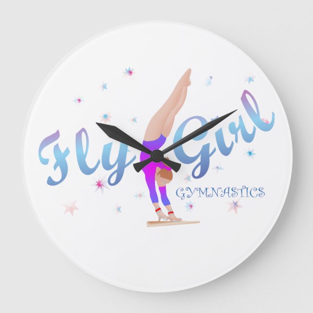 Grande Horloge Ronde Gymnastics - Bloc d'une seule Girl (Recto)