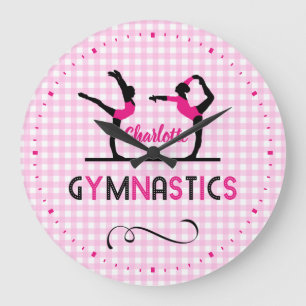 Grande Horloge Ronde Gymnastics Gymnaste Figures Cute Pink Personalized