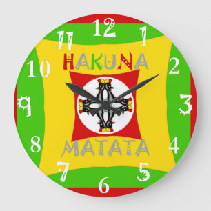 Grande Horloge Ronde Hakuna Matata Rasta Color Red Golden Green