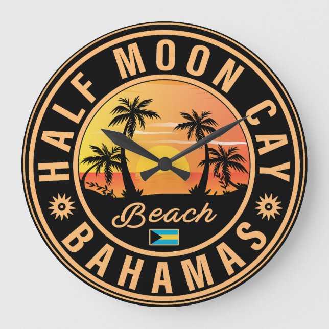 Grande Horloge Ronde Half Moon Cay Bahamas Retro Sunset Vacation 60s (Recto)