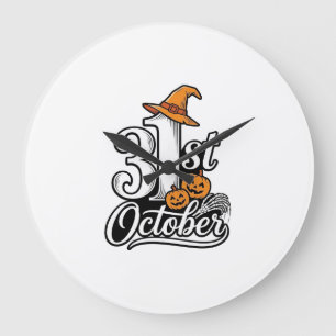Grande Horloge Ronde Halloween 31 octobre typographie conception de t-s