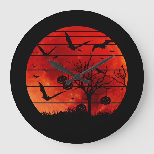 GRANDE HORLOGE RONDE HALLOWEEN BATS AND TREES (Recto)