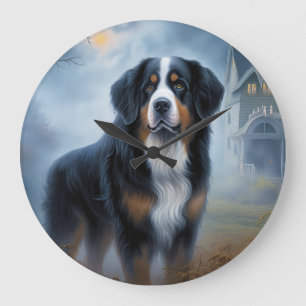Grande Horloge Ronde Halloween Bernes de montagne effrayant