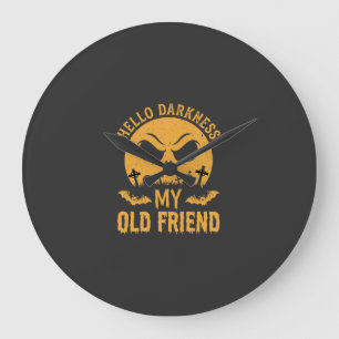 Grande Horloge Ronde Halloween Bonjour Obscurité Cimetière Lune