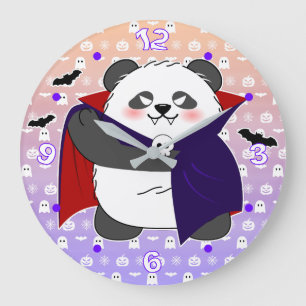 Grande Horloge Ronde Halloween Cute Baby Panda Dracula Vampire