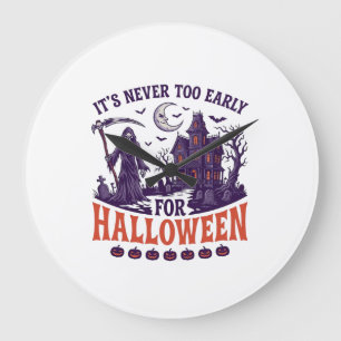 Grande Horloge Ronde Halloween de la Faucheuse Maison Hantée Jamais Tro